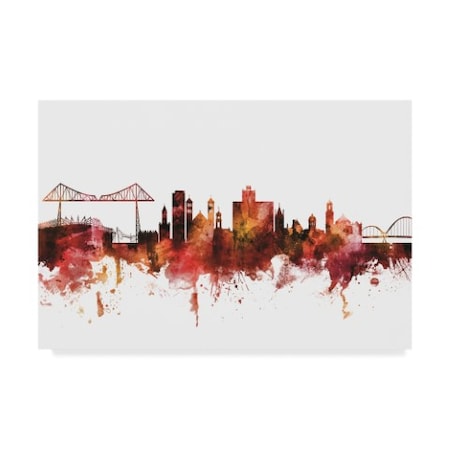 Michael Tompsett 'Middlesbrough England Skyline Red' Canvas Art,16x24